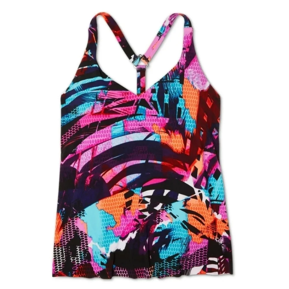 AQUA GREEN COLORFUL RACERBACK TANKINI TOP SIZE SMALL #